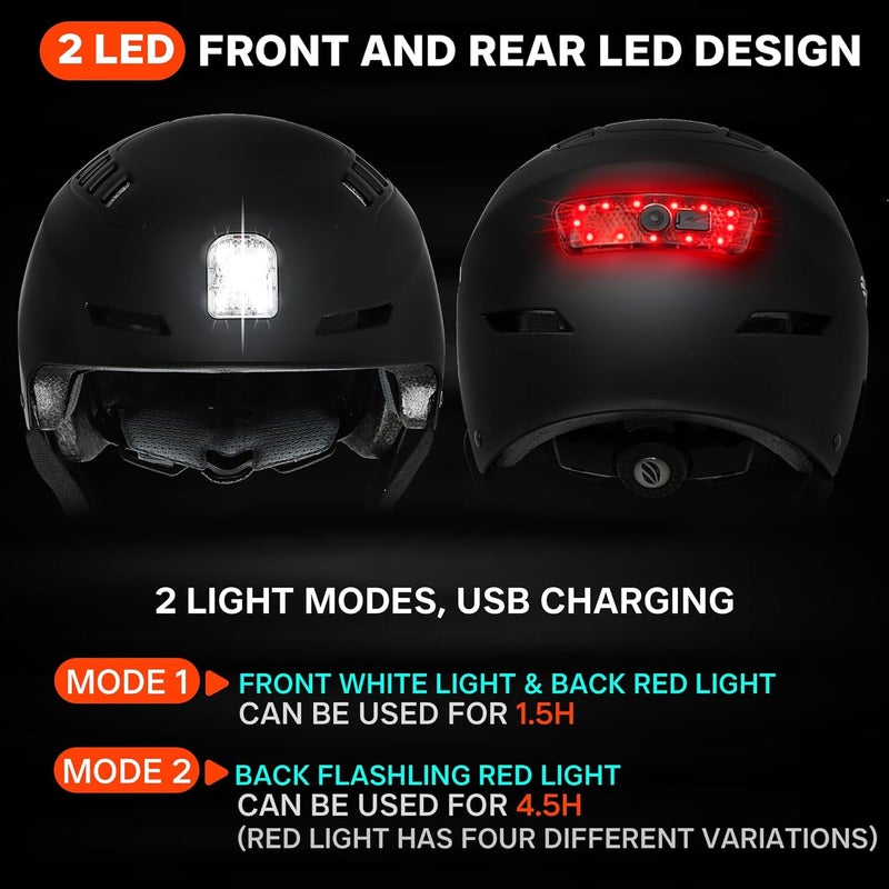 DKONI Bike Helmet with LED Lights Bicycle Helmets Commuter Cycling Helmet USB Rechargeable Front & Back LED Light Helmet for Adult Men Women - Image 3